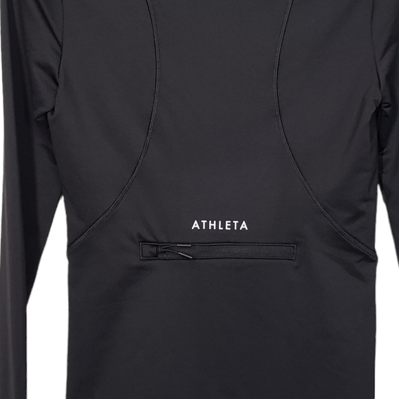 Athleta Black 1/4 Zip Long Sleeve Pullover Jacket Top Back Pocket Size XXS - Picture 5 of 13